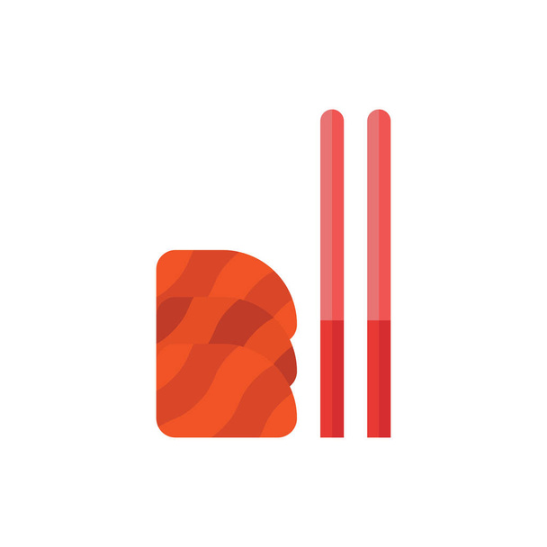 Sashimi, Tuňák, Losos Flat Icon Logo Ilustration Vector Izolovaný. Japonské jídlo a restaurace Icon-Set. Vhodné pro webový design, logo, aplikaci a upscale. - Vektor, obrázek