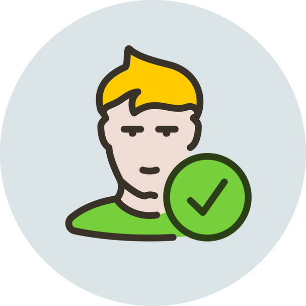 added avatar check icon in Filled outline style - Vector, imagen