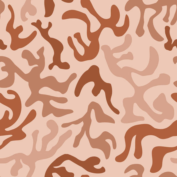 Formas orgánicas abstractas camuflaje patrón sin costuras. Corte contemporáneo matisse inspirado, doodle elementos geométricos camuflaje, formas. Ilustración vectorial para diseño de superficies, papel pintado, textiles. - Vector, Imagen