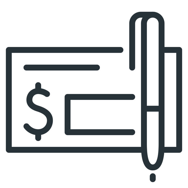 bank banking check icon in Outline style - Vector, Image