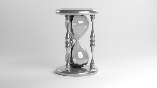 An hourglass on a white background. Without sand. 3D-rendering. - Photo, Image