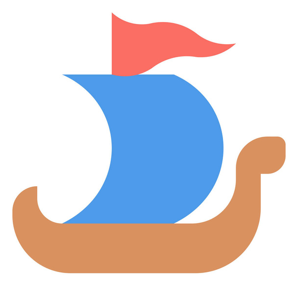 shallop ship viking icon in Flat style - Vetor, Imagem