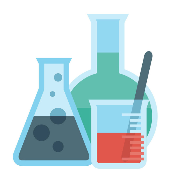 ícone frasco educação química em estilo plano - Vetor, Imagem