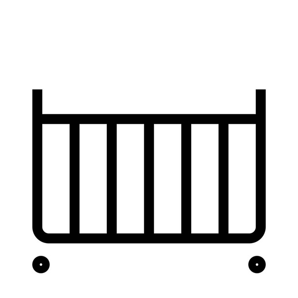 Babybett-Symbol im Outline-Stil - Vektor, Bild