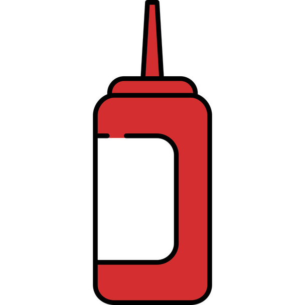 иконка кухни с кетчупом в стиле "Заполненный контур" - Вектор,изображение