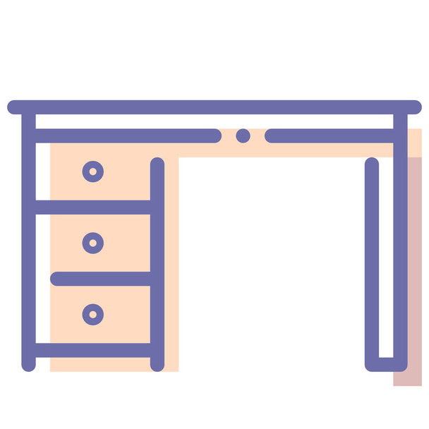 ícone de móveis de gaveta de mesa em estilo de contorno preenchido - Vetor, Imagem