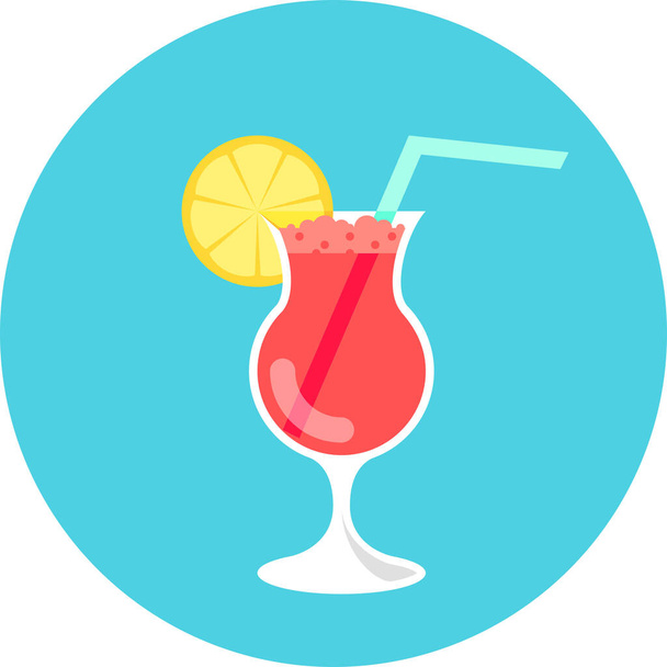 cocktail drink alcohol icon in Flat style - Vetor, Imagem