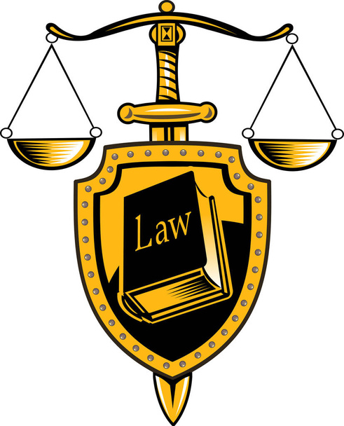 justice - shield, sword and scales - Vector, Image