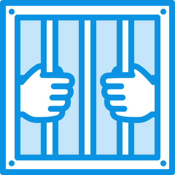 crimineel gevangenis icoon in Gevulde omtrek stijl - Vector, afbeelding