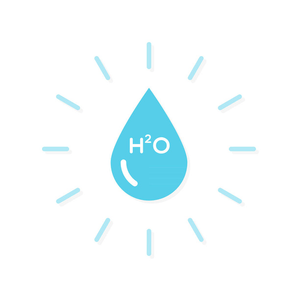 Kapka vody s chemickým vzorcem. H2O. Vektorová ilustrace, plochý design - Vektor, obrázek