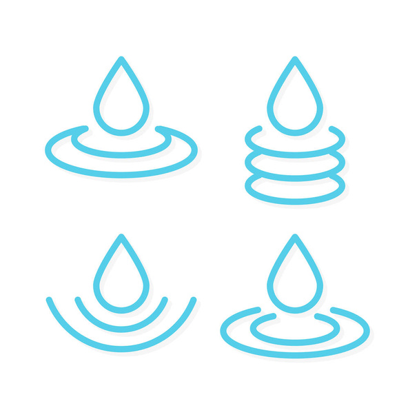 Set: Water drops icons. Minimal outline symbols. Vector illustration, flat design - Vector, Image