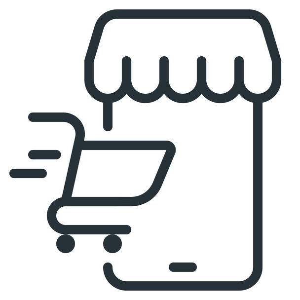 acquistare e-commerce icona mobile in stile Outline - Vettoriali, immagini