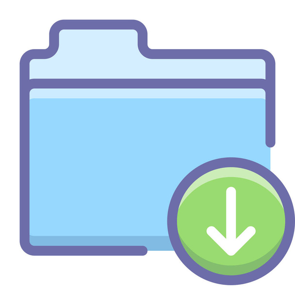 ícone de pasta de arquivos de download em estilo esboço preenchido - Vetor, Imagem