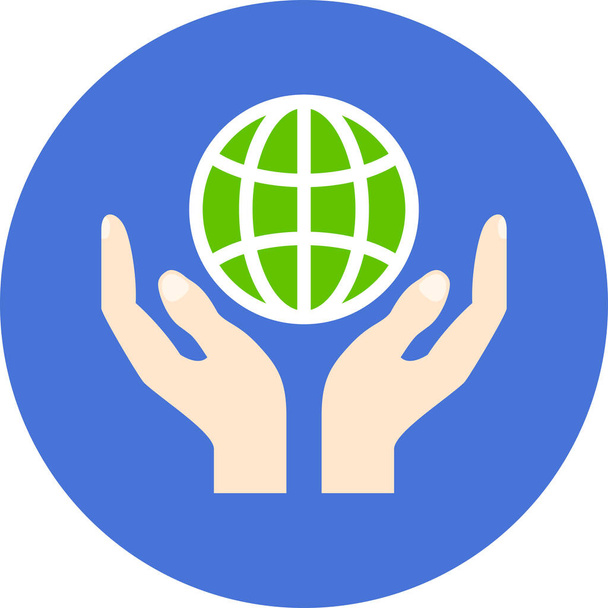 ellátás kezek világ ikon lapos stílusban - Vektor, kép