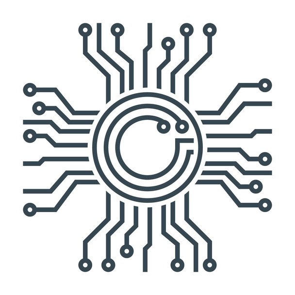 ícone esquema criptomoeda blockchain em estilo esboço - Vetor, Imagem