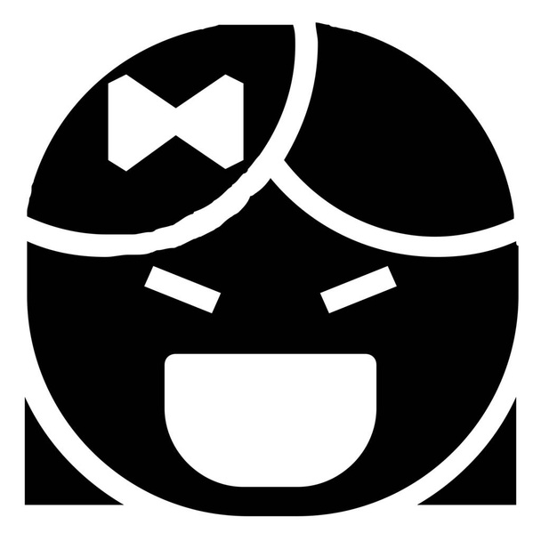ícone de riso menina emoticon em estilo sólido - Vetor, Imagem