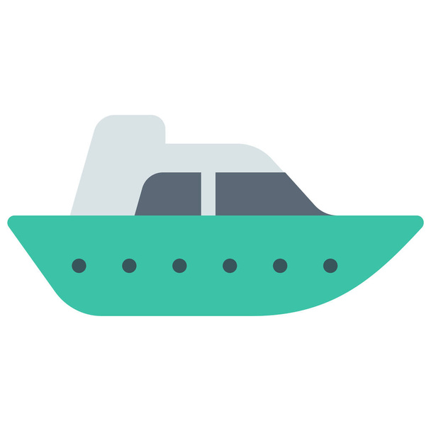 σκάφος εικονίδιο γιοτ στη θάλασσα σε επίπεδο στυλ - Διάνυσμα, εικόνα