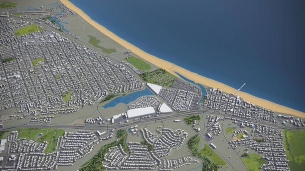 Arroyo Grande - renderização aérea modelo de cidade 3D - Foto, Imagem