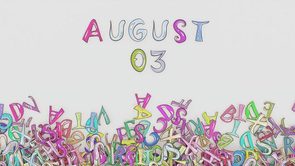 3 Αυγούστου μπερδεμένο ημερολόγιο μηνιαία χρήση πρόγραμμα γενεθλίων - Φωτογραφία, εικόνα