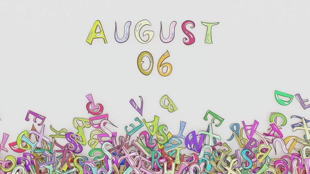 August 6 puzzled calendar monthly schedule birthday use - Photo, Image