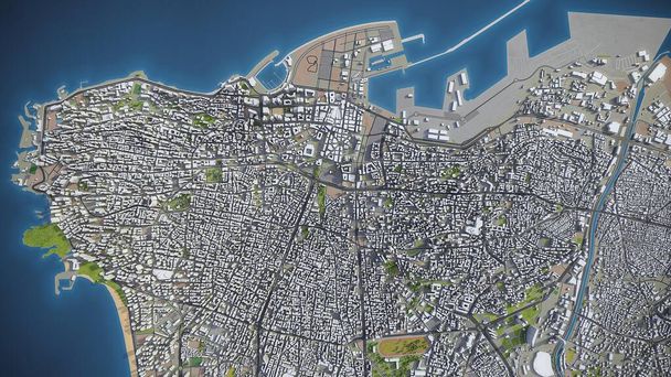 Βηρυτός - 3D μοντέλο πόλης εναέρια απόδοση - Φωτογραφία, εικόνα