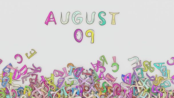 Agosto 9 calendario desconcertado calendario mensual uso de cumpleaños - Foto, Imagen