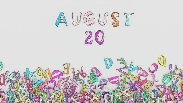 August 20 puzzled calendar monthly schedule birthday use - Photo, Image