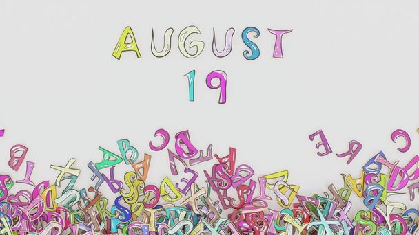 19 Αυγούστου μπερδεμένο ημερολόγιο μηνιαία χρήση πρόγραμμα γενεθλίων - Φωτογραφία, εικόνα