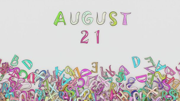 Agosto 21 calendario desconcertado calendario mensual uso de cumpleaños - Foto, Imagen