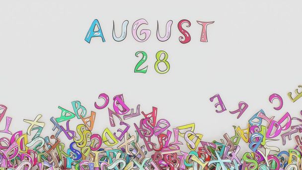 28 Αυγούστου μπερδεμένο ημερολόγιο μηνιαία χρήση πρόγραμμα γενεθλίων - Φωτογραφία, εικόνα