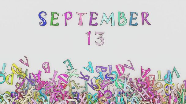 13 Σεπτεμβρίου μπερδεμένο ημερολόγιο μηνιαία χρήση πρόγραμμα γενεθλίων - Φωτογραφία, εικόνα