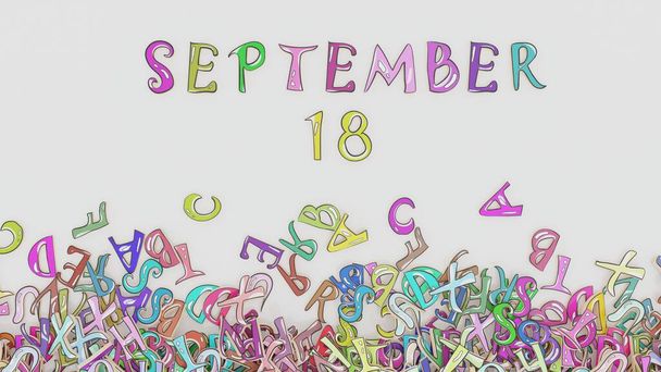18 Σεπτεμβρίου μπερδεμένο ημερολόγιο μηνιαία χρήση πρόγραμμα γενεθλίων - Φωτογραφία, εικόνα