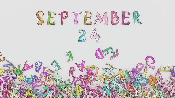 24 Σεπτεμβρίου μπερδεμένο ημερολόγιο μηνιαία χρήση πρόγραμμα γενεθλίων - Φωτογραφία, εικόνα