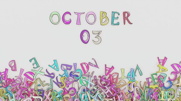 Octubre 3 desconcertado calendario de cumpleaños mes calendario uso - Foto, Imagen