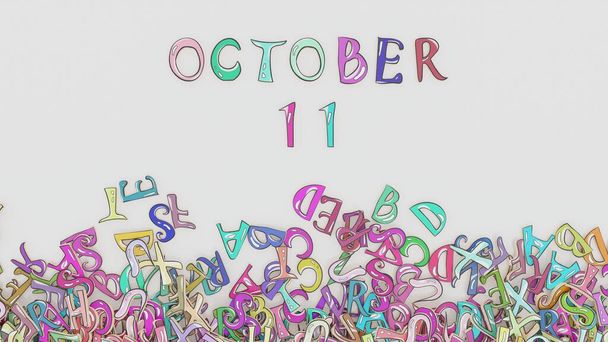 11 Οκτωβρίου προβληματισμένη χρήση ημερολογιακού μήνα γενεθλίων - Φωτογραφία, εικόνα