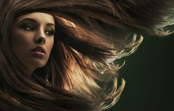 Портрет молодої жінки з довгим волоссям
 - Фото, зображення