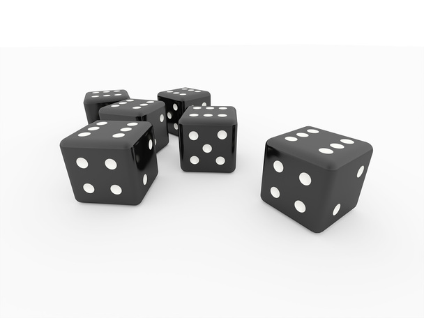 Black dices rendered isolated - Foto, Bild