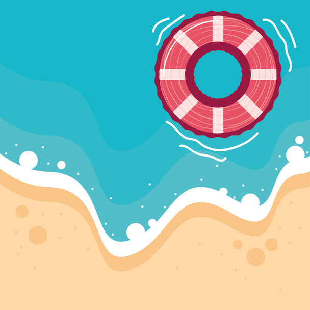summer beach lifebuoy - Vector, Image