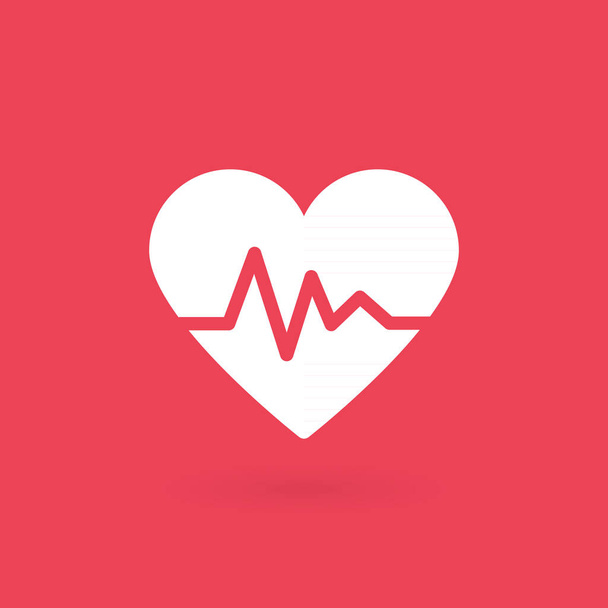 Εικονίδιο καρδιάς. Ηλεκτροκαρδιογράφημα, έννοια καρδιακού ρυθμού. Εικονογράφηση διάνυσμα, επίπεδη σχεδίαση - Διάνυσμα, εικόνα