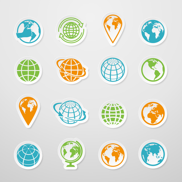Ícones do globo adesivo
 - Vetor, Imagem