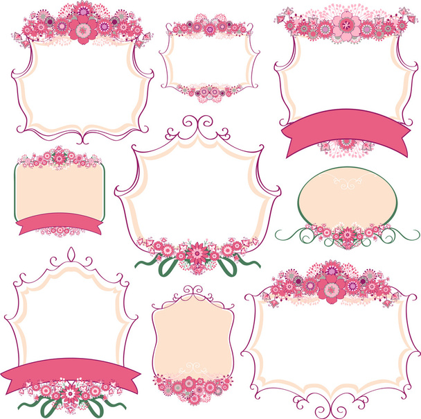 Vector set of frames with flowers - ベクター画像