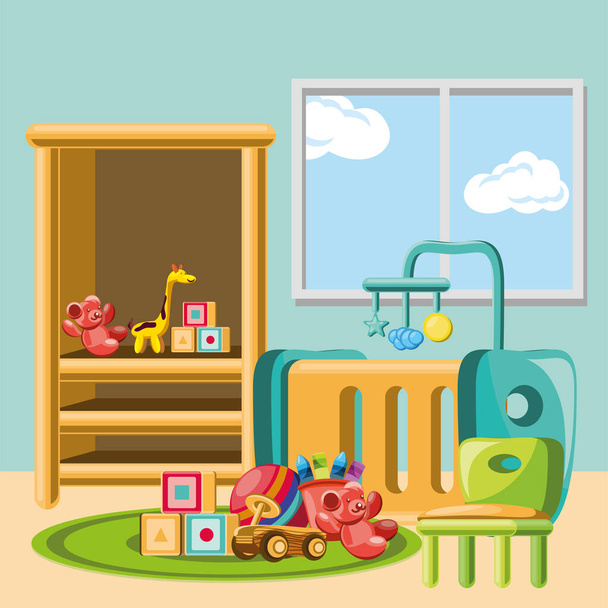 κινουμένων σχεδίων παιδικό δωμάτιο - Διάνυσμα, εικόνα