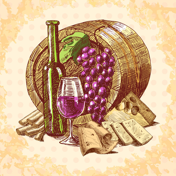 wijn kaas embleem - Vector, afbeelding