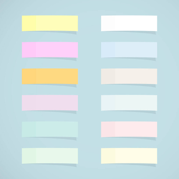 Set : mini notes collantes colorées. Illustration vectorielle, design plat - Vecteur, image