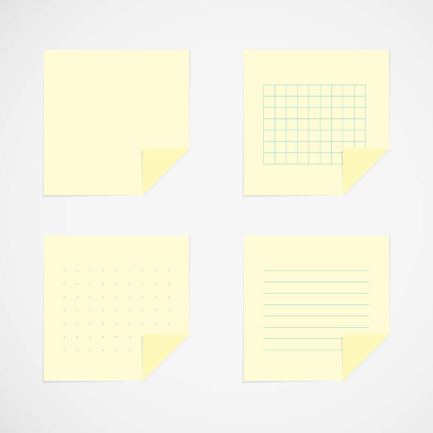 Készlet: sárga ragacsos jegyzetek. Vektor illusztráció, lapos kialakítás - Vektor, kép