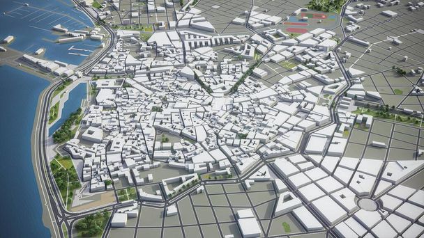 Palma - renderização aérea do modelo 3D da cidade - Foto, Imagem