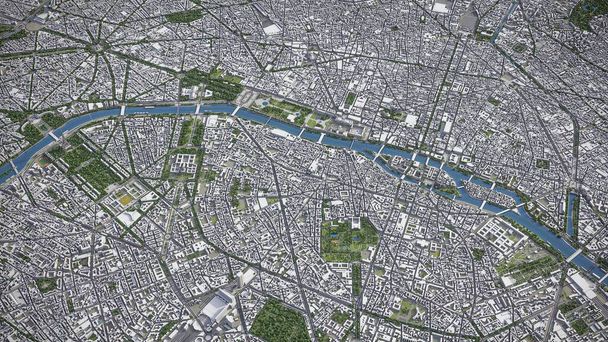 Paris - 3D-Stadtmodell aus der Luft - Foto, Bild