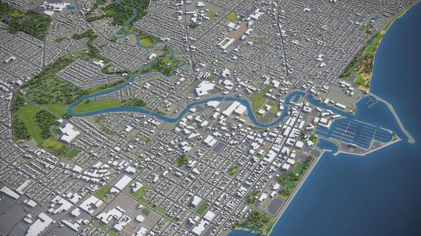 Racine - Modèle 3D de la ville rendu aérien - Photo, image