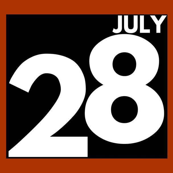 28 lipca. Współczesny kalendarz dzienny ikona .data, dzień, miesiąc .kalendarz na miesiąc lipiec - Zdjęcie, obraz