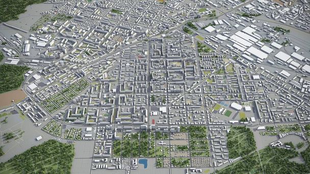 Yekaterinburg - renderização aérea modelo de cidade 3D - Foto, Imagem